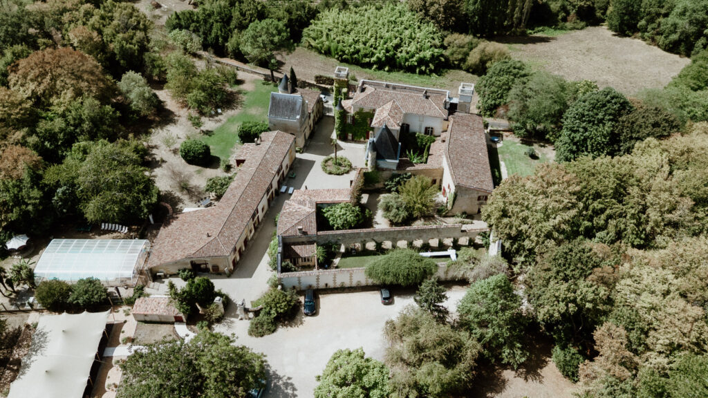 Vue aérienne des jardins du Château Sentout